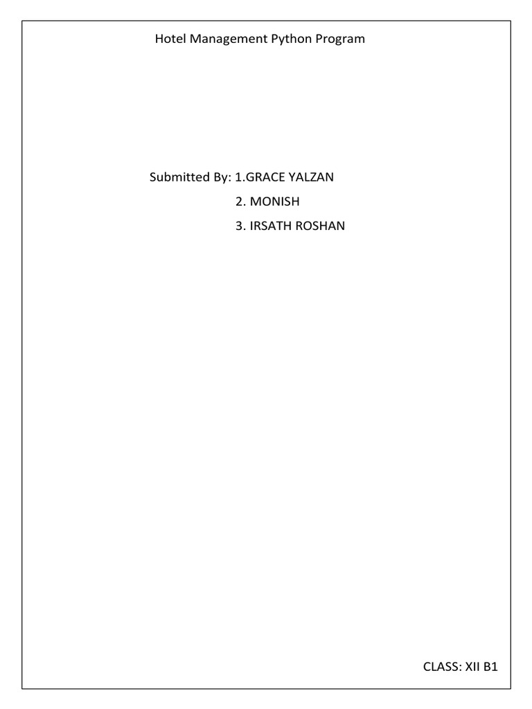 Hotel Management Python Program | PDF | Usability | Analytics