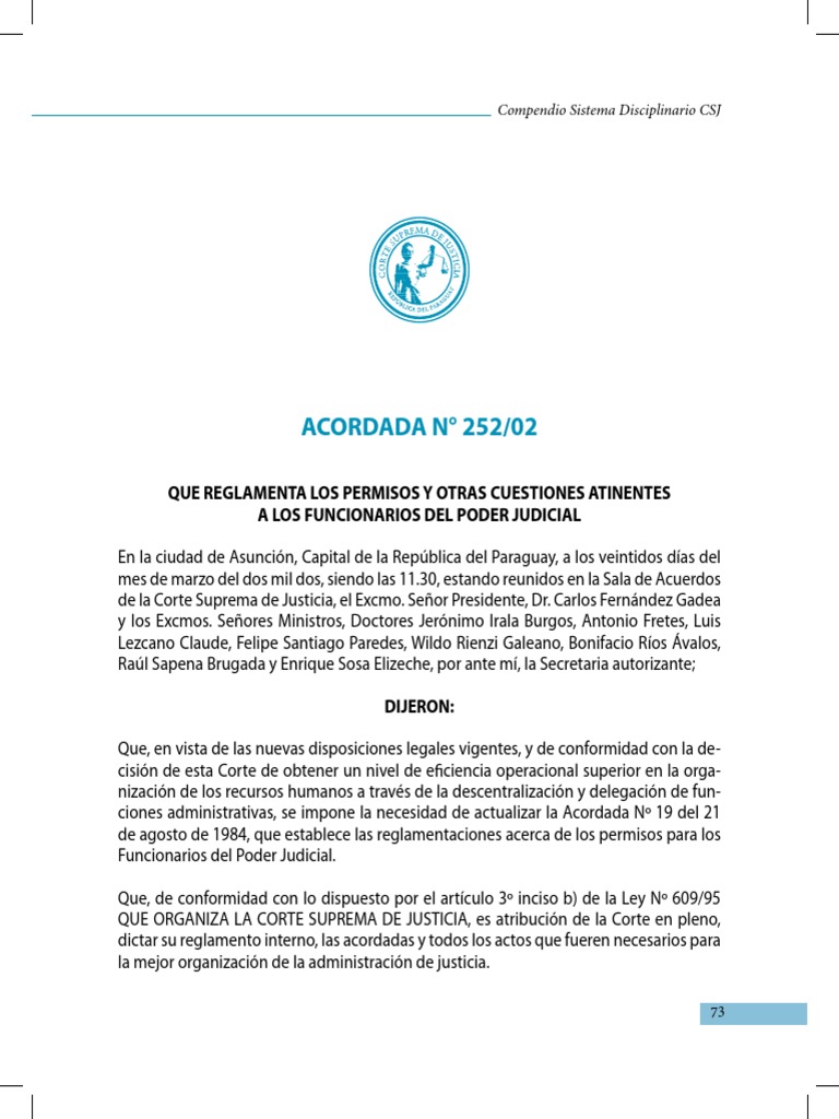 Acordada 252 | Descargar gratis PDF | Justicia | Crimen y violencia