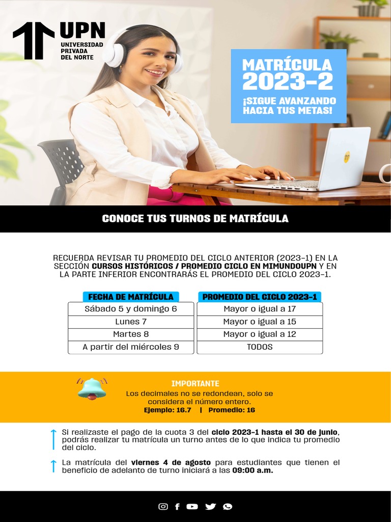Upn Turnos Matricula Cad 04 08 2023 | PDF