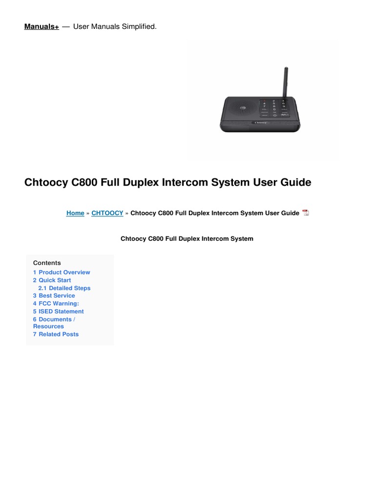 c800 Full Duplex Intercom System Manual | PDF | Electromagnetic ...