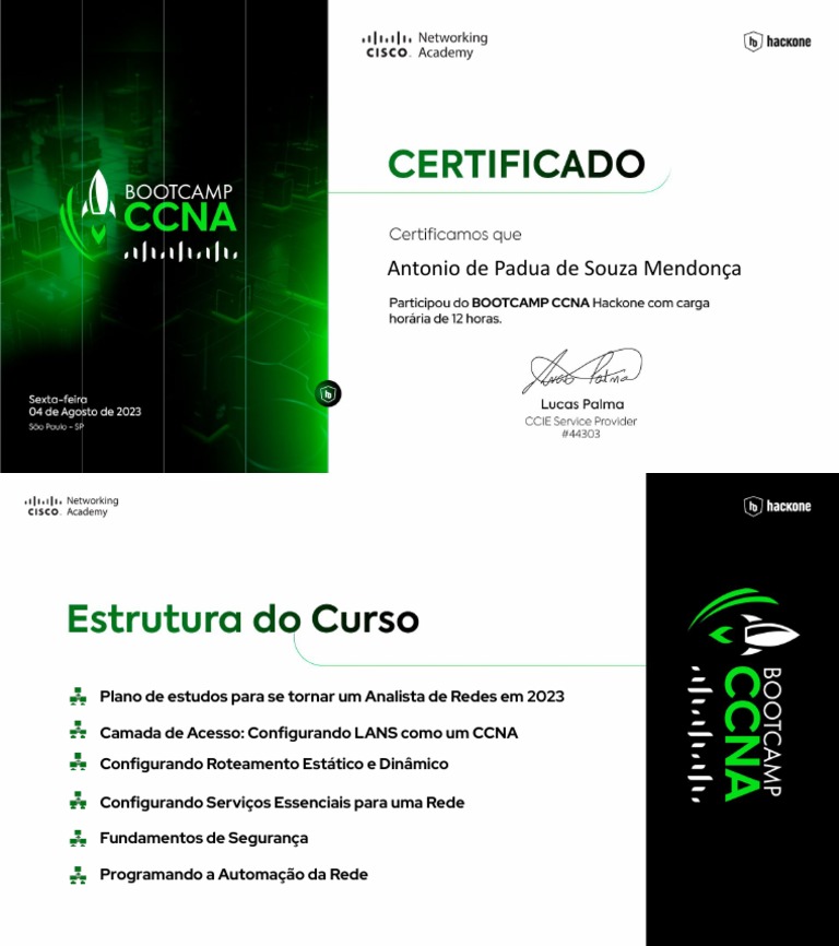 Certificado Bootcamp Ccna | PDF