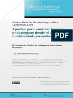 Aportes para analizar teorías pedagógicas desde el debate modernidad-posmodernidad.