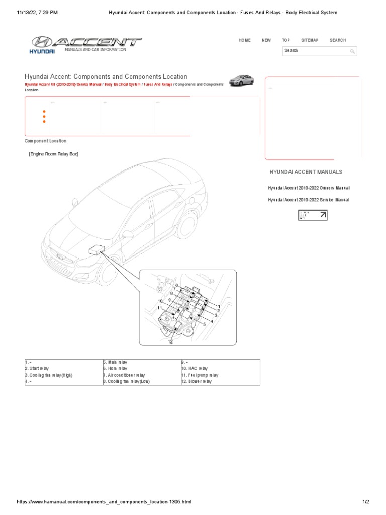 Hyundai Accent - Components and Components Location - Fuses and Relays ...