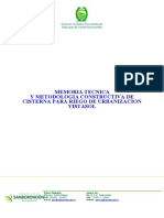 Memoria Tecnica Y Metodologia Constructiva de Cisterna para Riego de Urbanizacion Vistasol