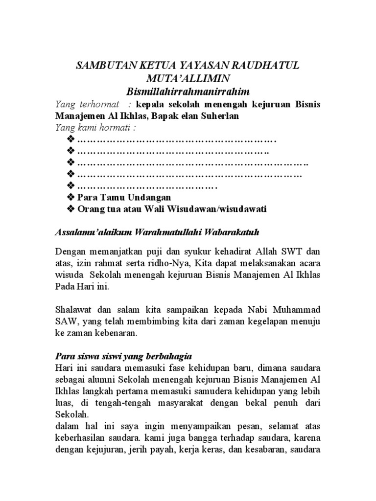 Contoh Pidato Wisuda SMK PDF