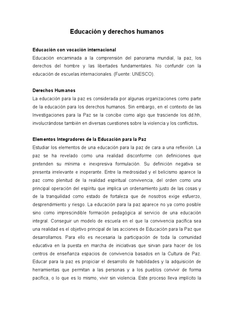 Educación para la Paz y Derechos Humanos | PDF | Inteligencia emocional ...