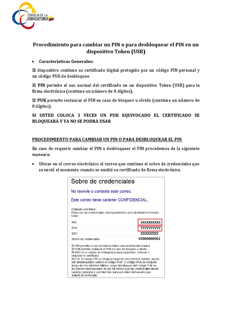 Cómo desbloquear el PIN del Token USB | PDF | Negocios | Derecho