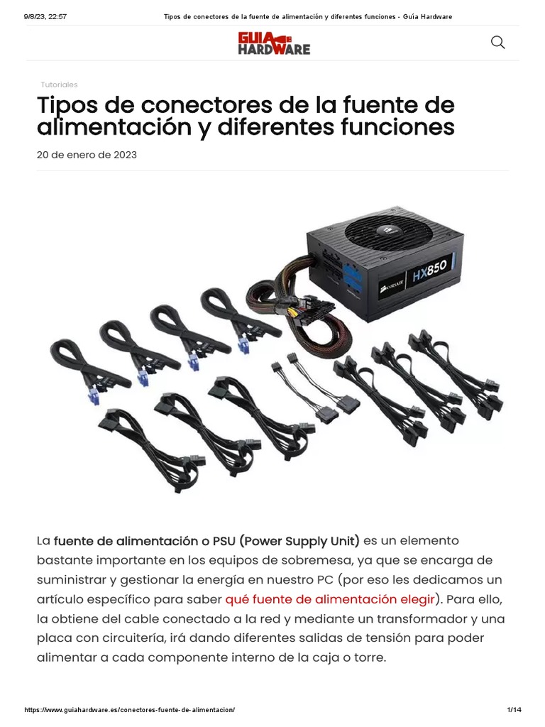 Tipos de Conectores de La Fuente de Alimentación y Diferentes Funciones ...