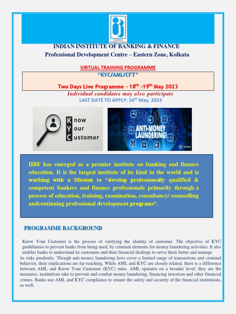 Brochure - Nomination - AML-KYC-CFT - 18-19 May 2023 | PDF | Money ...