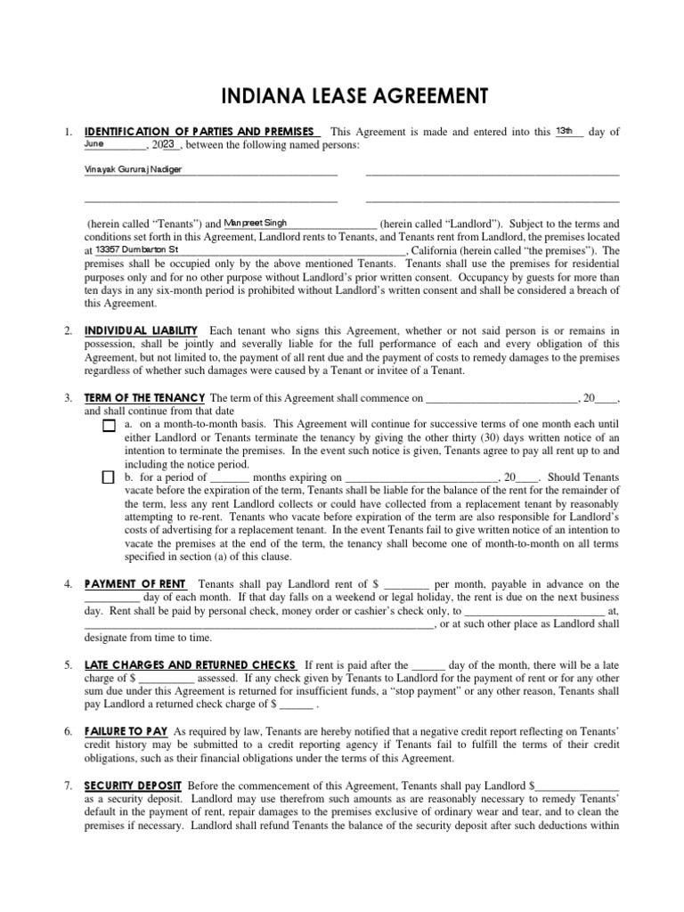 Indiana Residential Lease Guide | PDF | Leasehold Estate | Lease