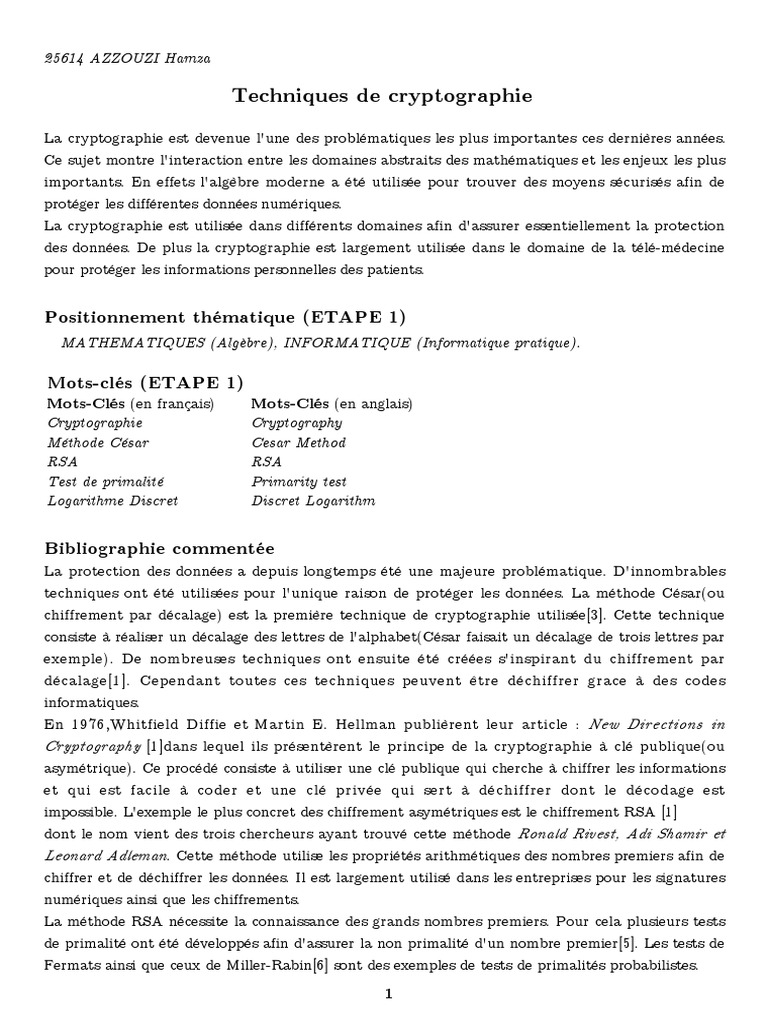 Techniques de cryptographie et sécurité | PDF | Public-key cryptography ...