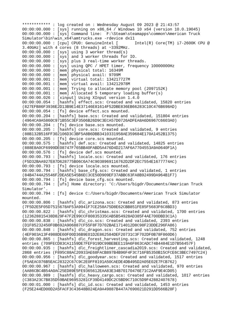 American Truck Sim Setup Log | PDF | Zip (File Format) | Force
