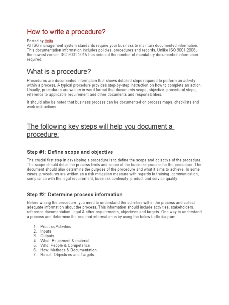 How To Write A Procedure | PDF