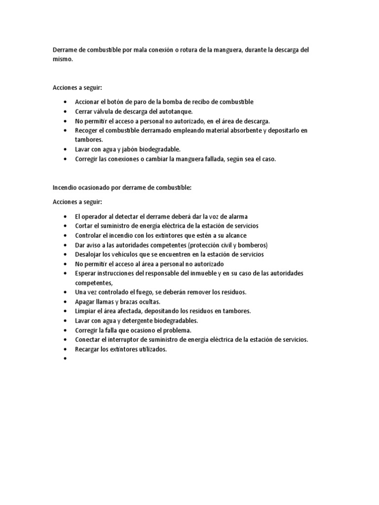 Protocolo de Emergencia por Derrame de Combustible | PDF