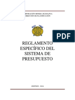 Reglamento Específico Del Sistema de Presupuesto: Corporación Minera de Bolivia Dirección de Planificación