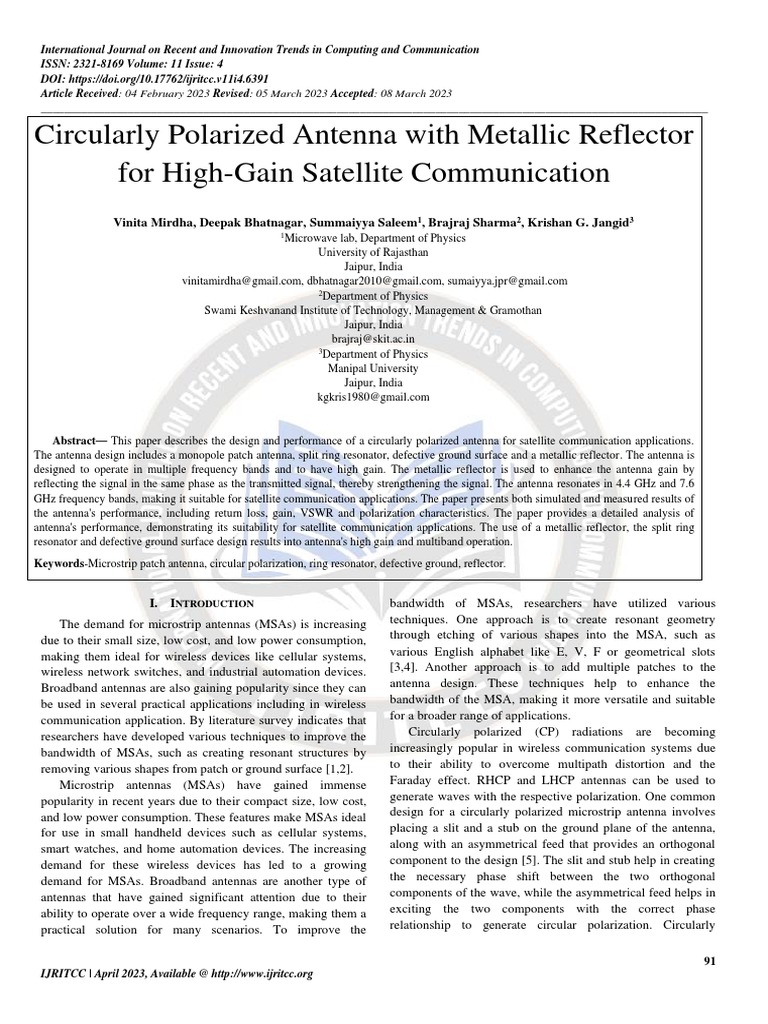 High-Gain Circularly Polarized Antenna | PDF | Technology & Engineering
