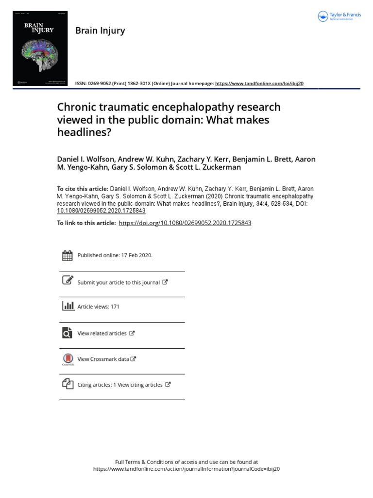 Chronic Traumatic Encephalopathy Research Viewed in The Public Domain ...