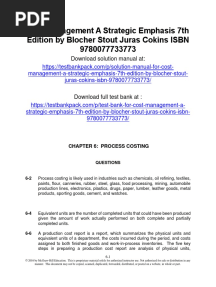 Cost Management A Strategic Emphasis 7th Edition Blocher Solutions Manual 1