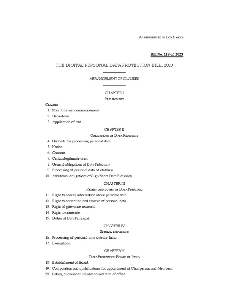 Digital Data Protection Act PDF Fiduciary Bankruptcy