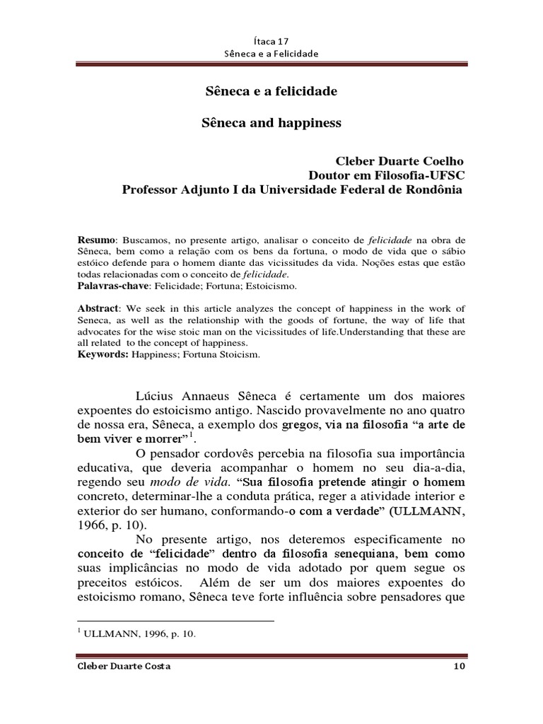 Sêneca e o Conceito de Felicidade | PDF | Filosofia