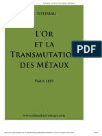 TIFFIREAU - L'Or Et La Transmutation Des Métaux