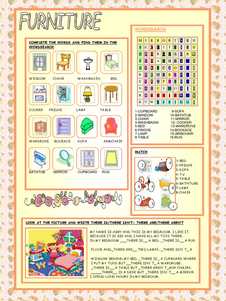 Home Furniture Word Search | PDF