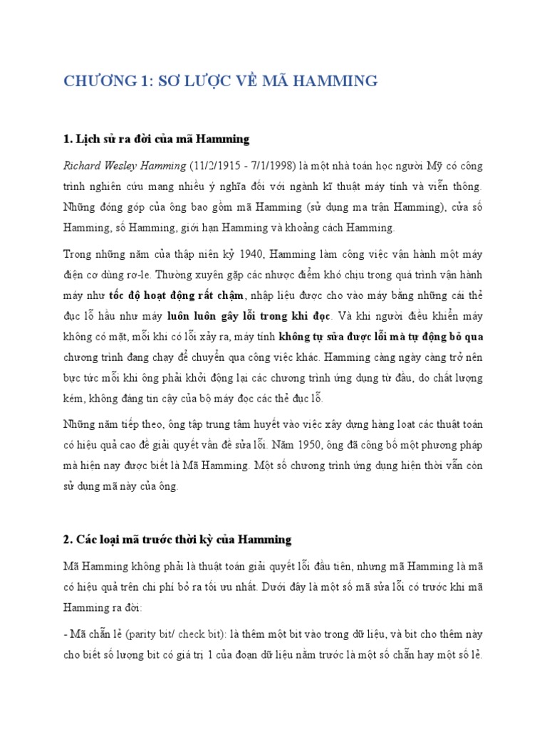 Sơ lược về mã Hamming | PDF