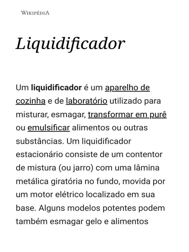 Tipos e História do Liquidificador | PDF | Liquidificador | Bens ...