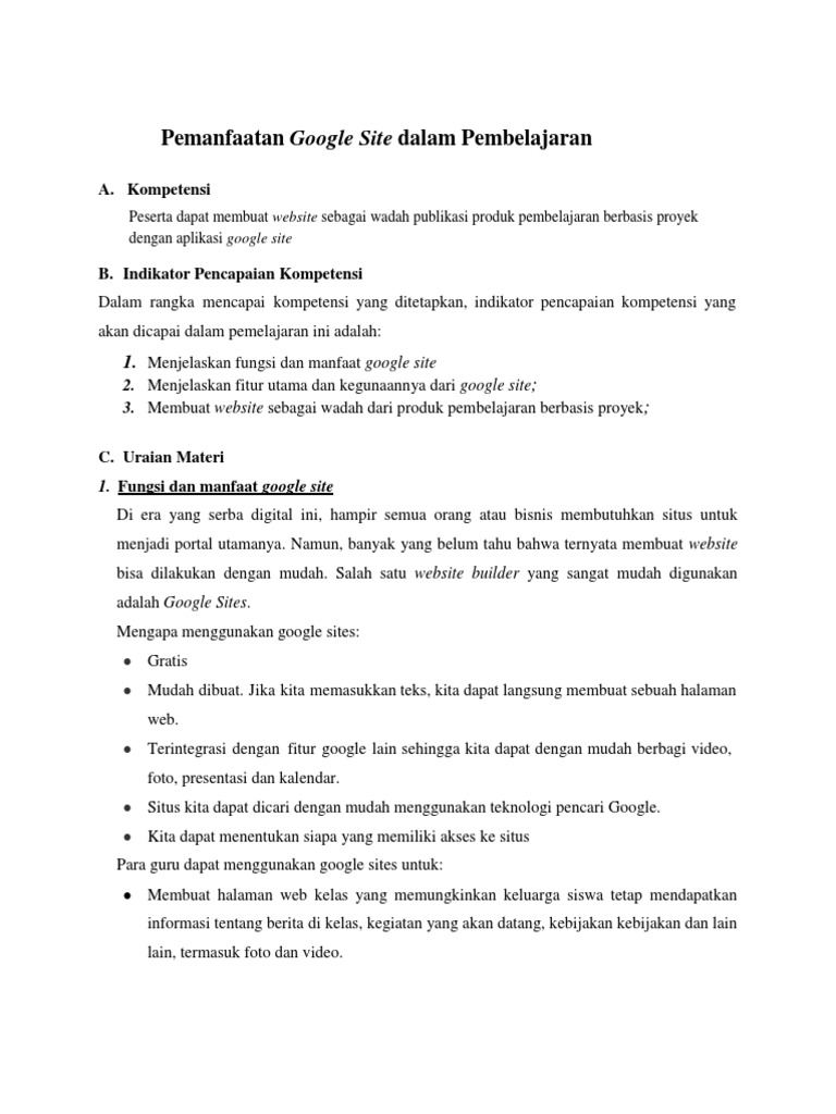 Tutorial membuat google sites pdf