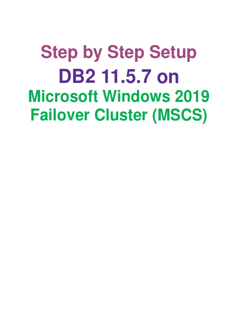 DB2 Setup on Windows Failover Cluster | PDF