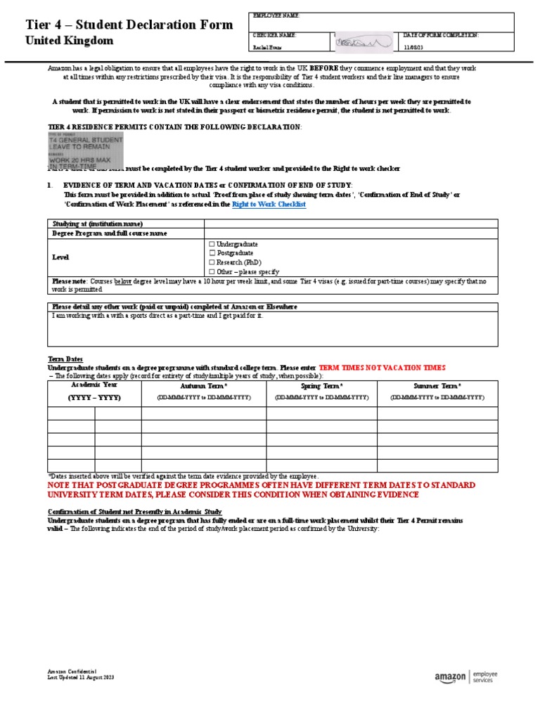 UK+Student+Declaration+Form+(1) (1) | PDF | Travel Visa | Academic Degree