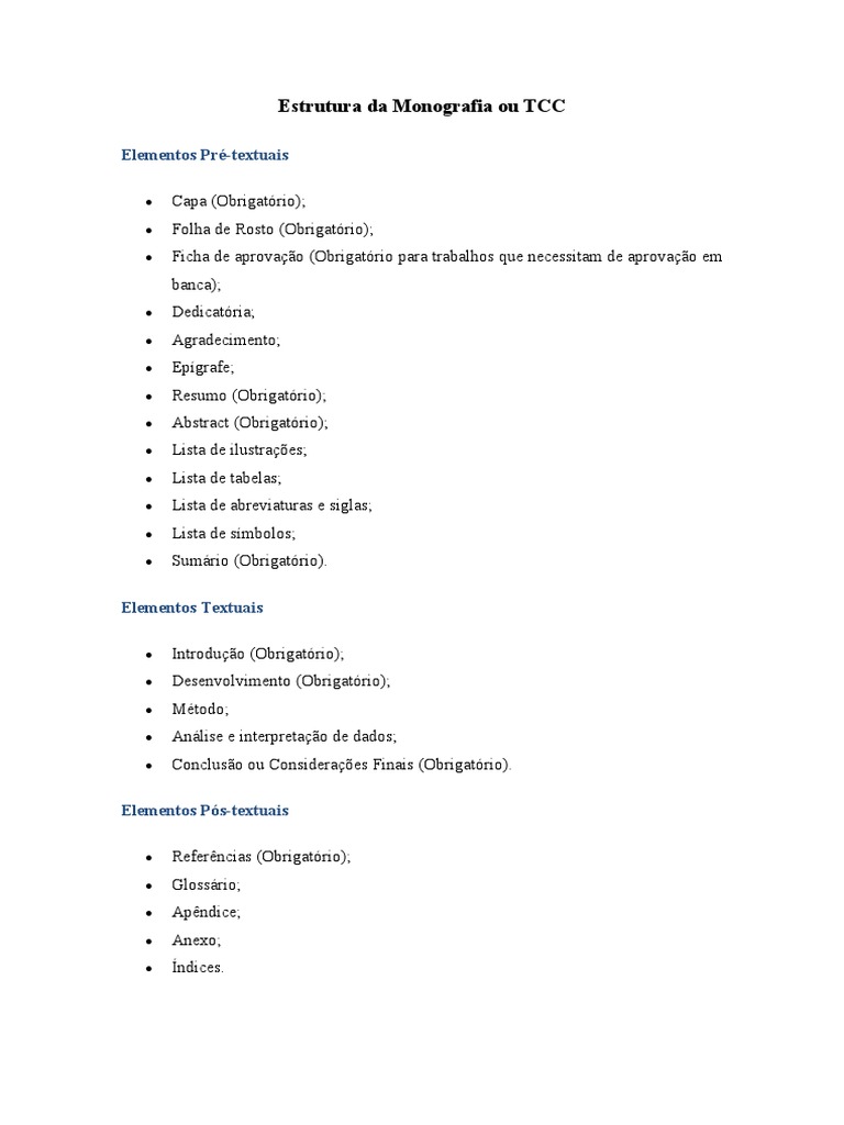 Estrutura da Monografia e TCC | PDF | Citação | Caixa alta e caixa baixa