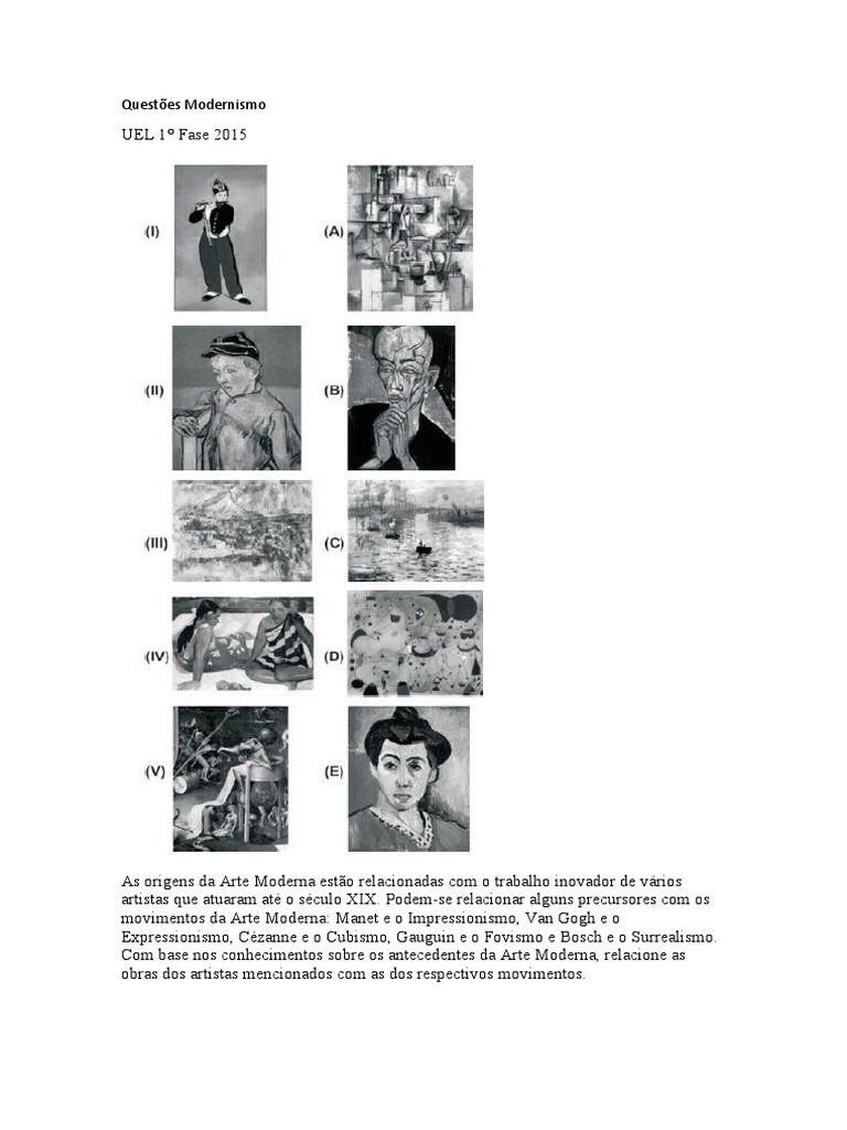 Questões sobre Modernismo e Tarsila | PDF | Arte