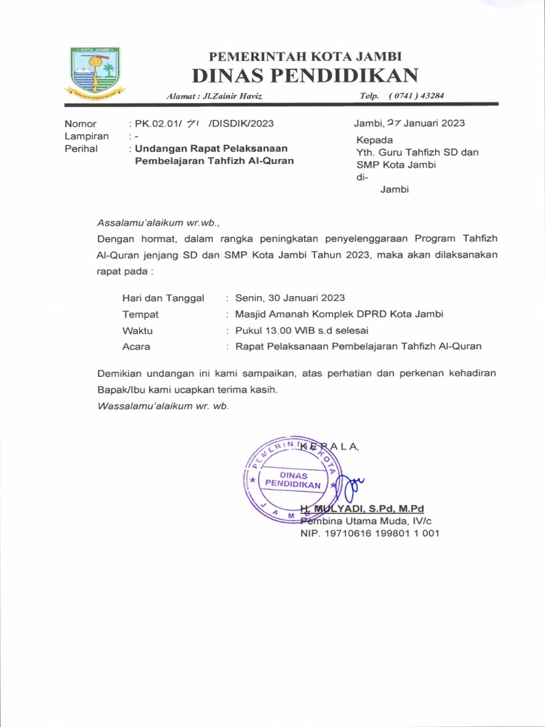 Undangan Rapat Tahfizh | PDF