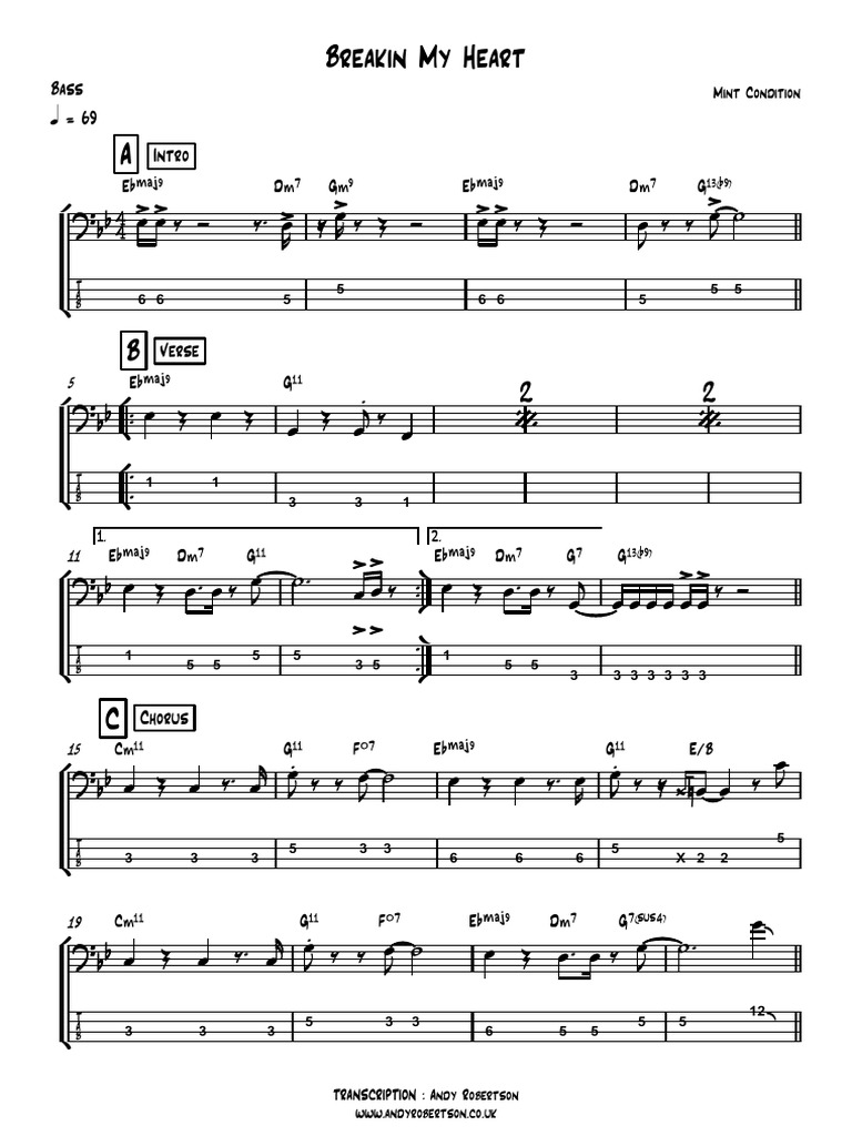 Breakin My Heart Bass TAB QCHMFL | PDF