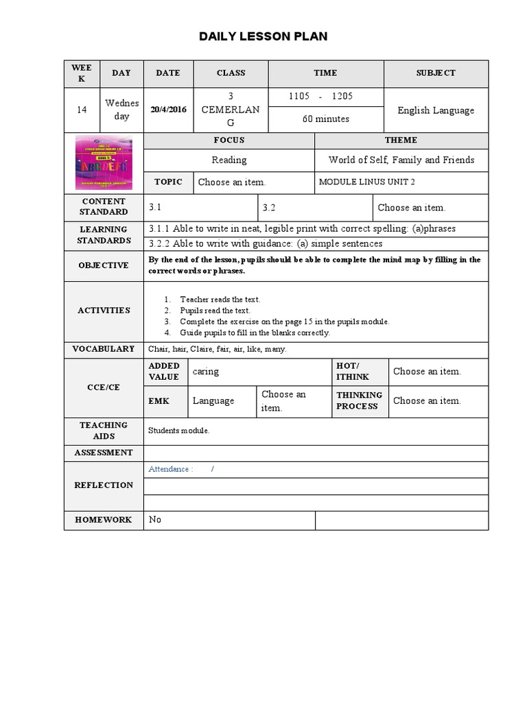 Weekly English Lesson Plans for Grade 3 | PDF | Lesson Plan | English ...