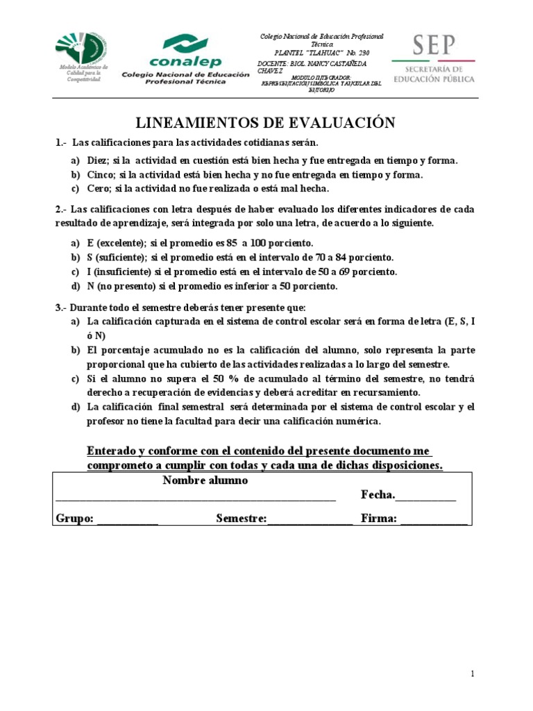 Lineamientos De Evaluacion 2024