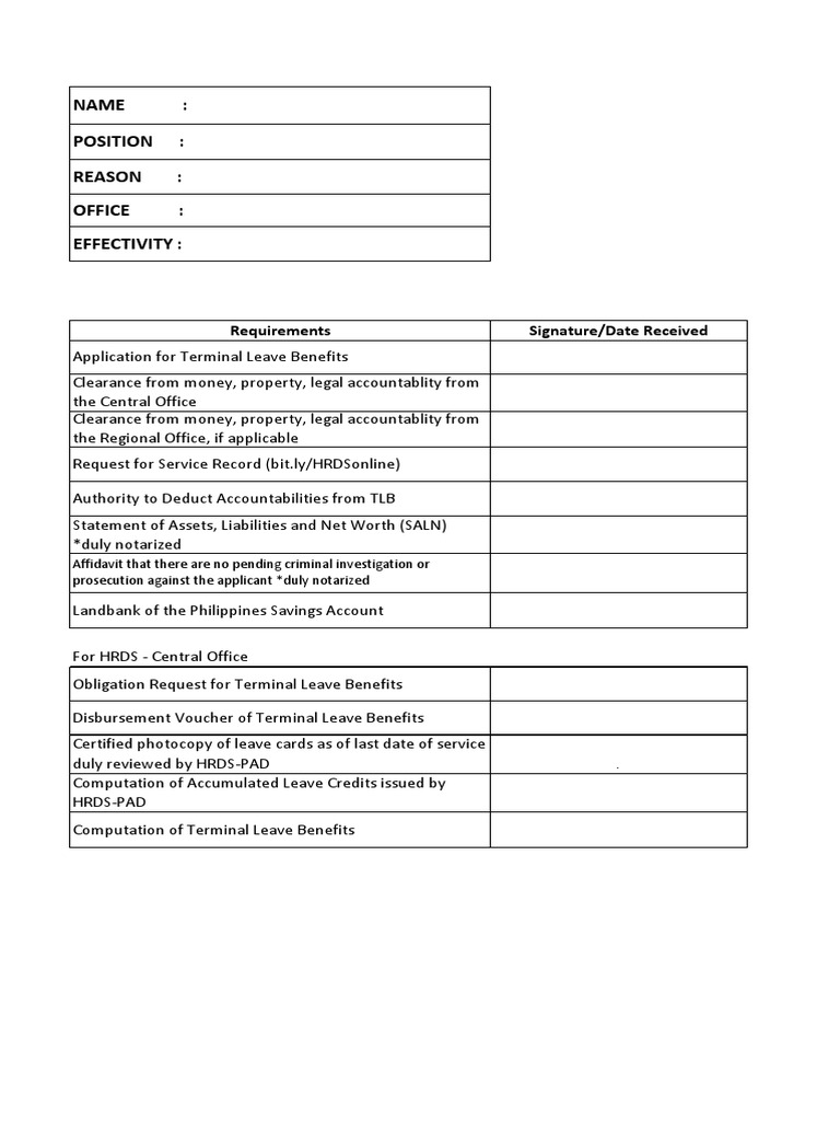 Terminal Leave Benefits Application Guide | PDF