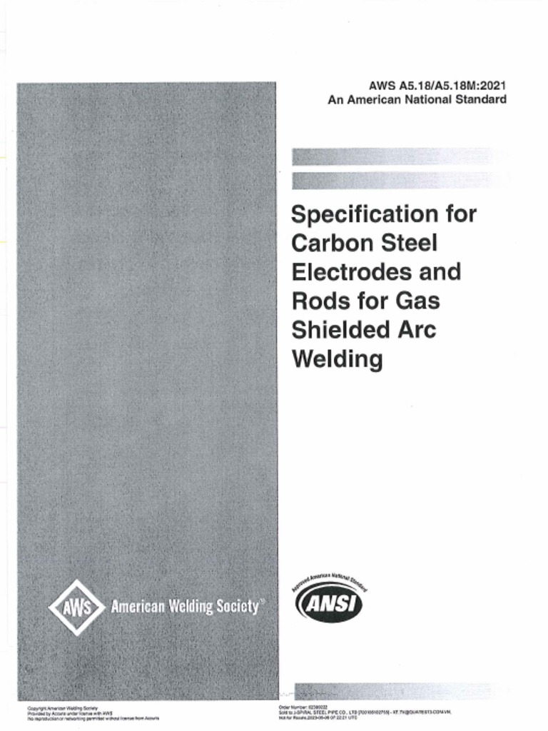 AWS A5.182021 Specification For Carbon Steel Electrodes and Rods For