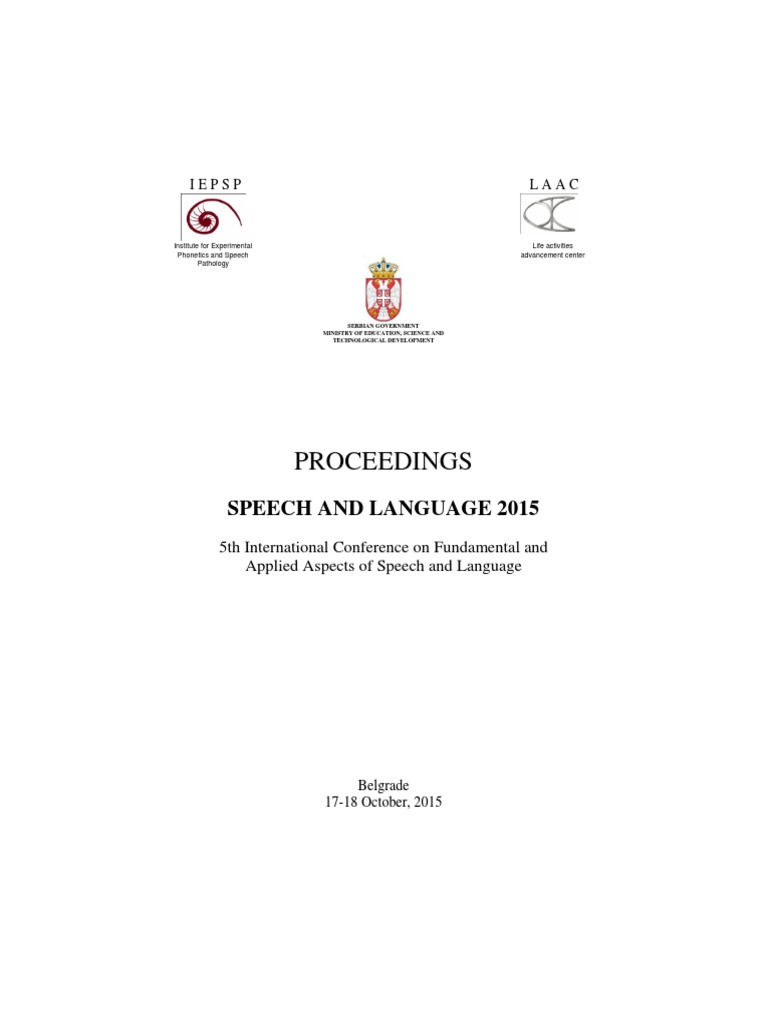 2015 Proceedings Speech and Language 2015 | PDF | Speech | Serbia