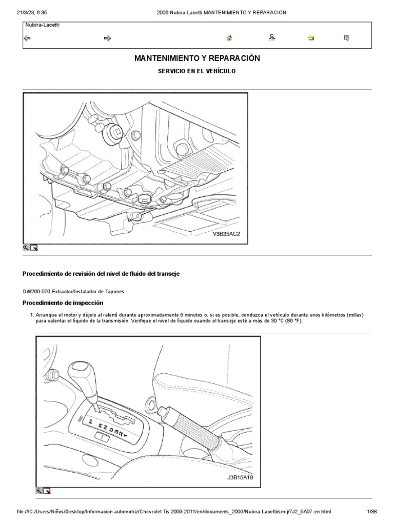 2006 Nubira-Lacetti MANTENIMIENTO Y REPARACION Caja 1 | PDF