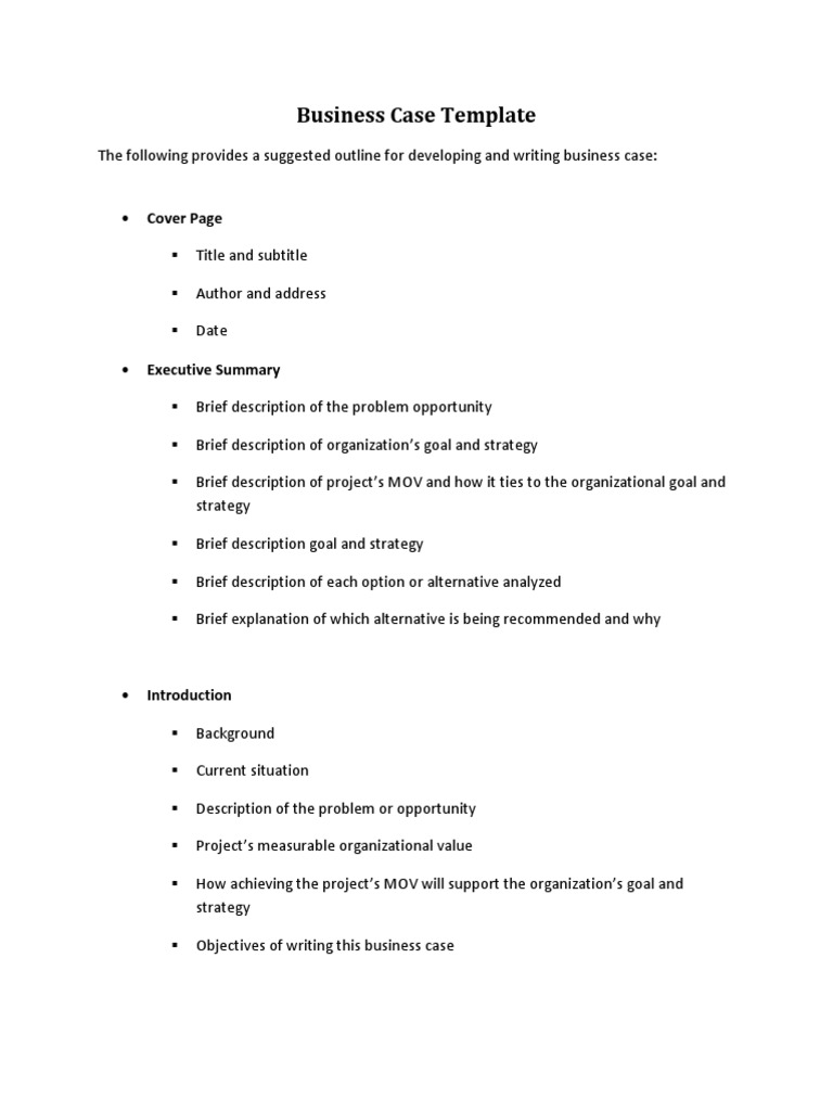 Business Case Template | PDF