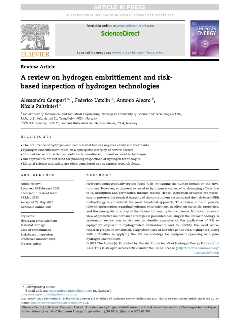 Hydrogen Embrittlement and RBI Insights | PDF | Strength Of Materials ...