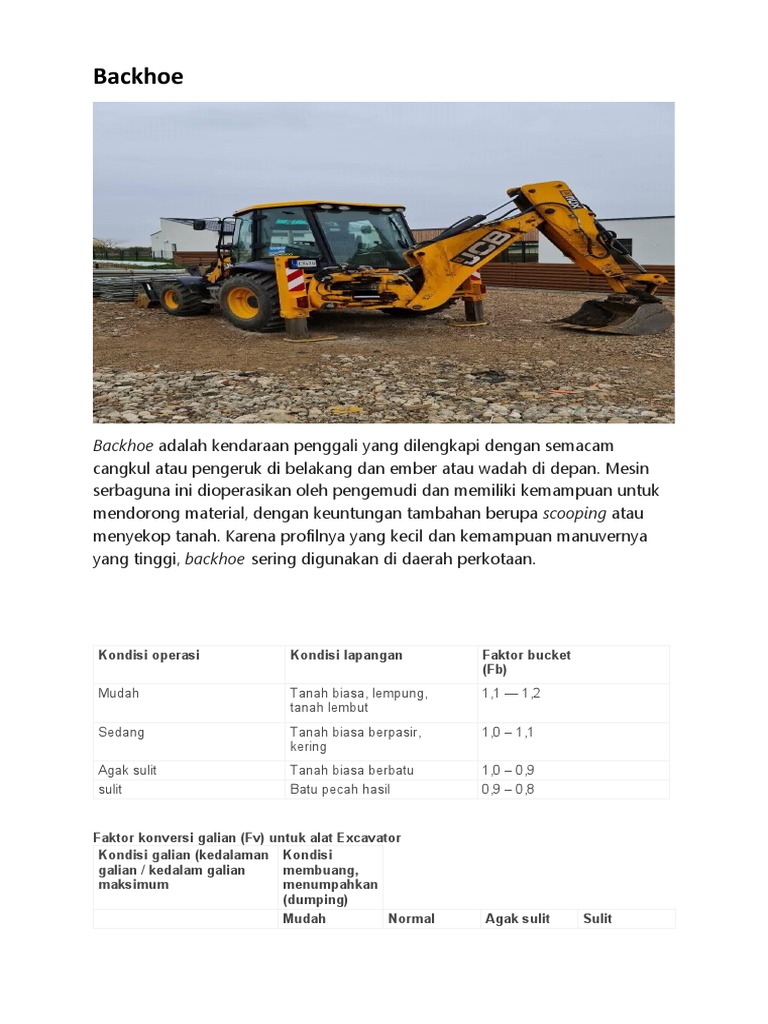Fungsi Alat Berat Backhoe Pdf