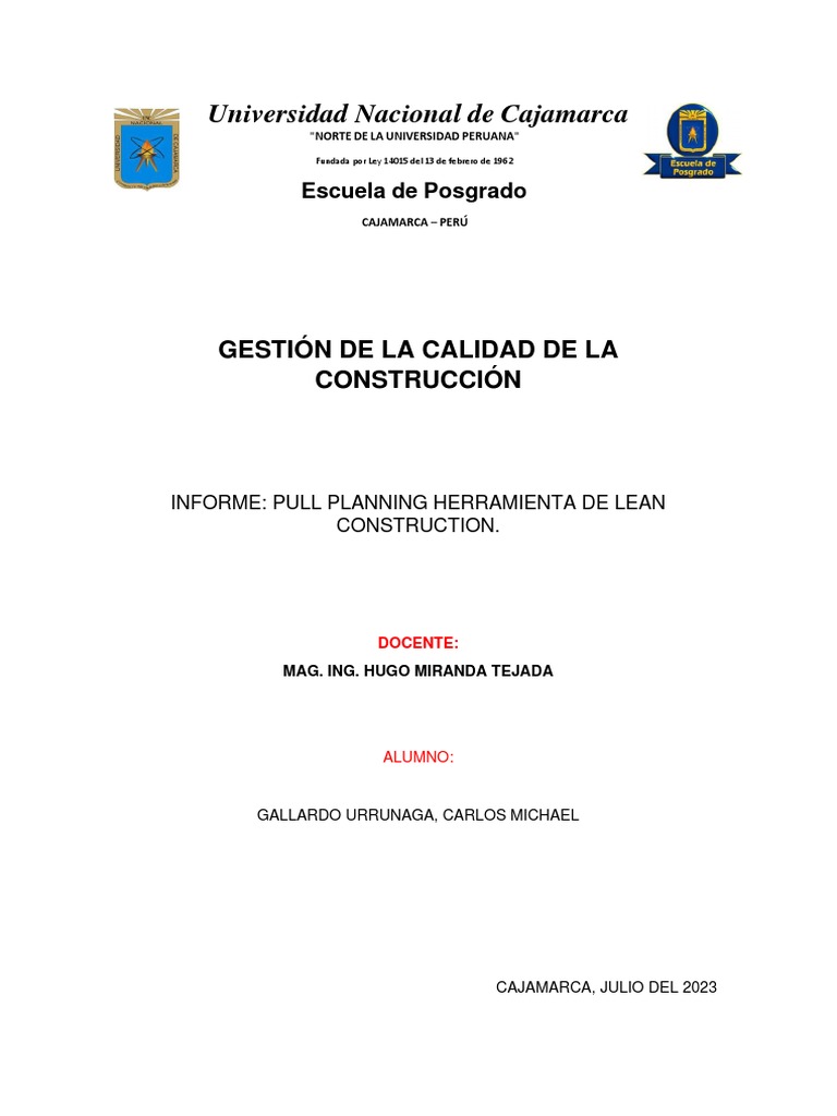 Pull Planning Herramienta De Lean Construction Pdf