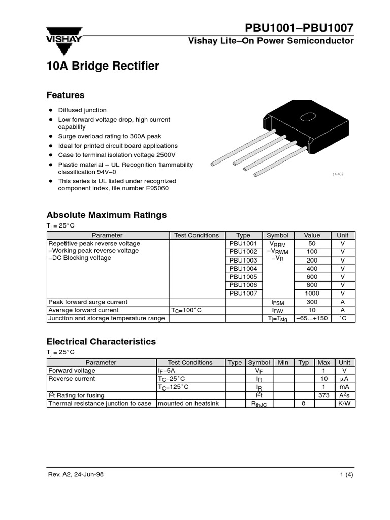Puente de Diodos Pbu1005 | PDF