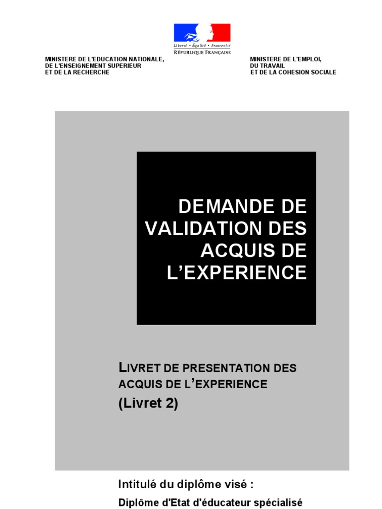 Exemple Livret 2 Vae Moniteur éducateur Pdf