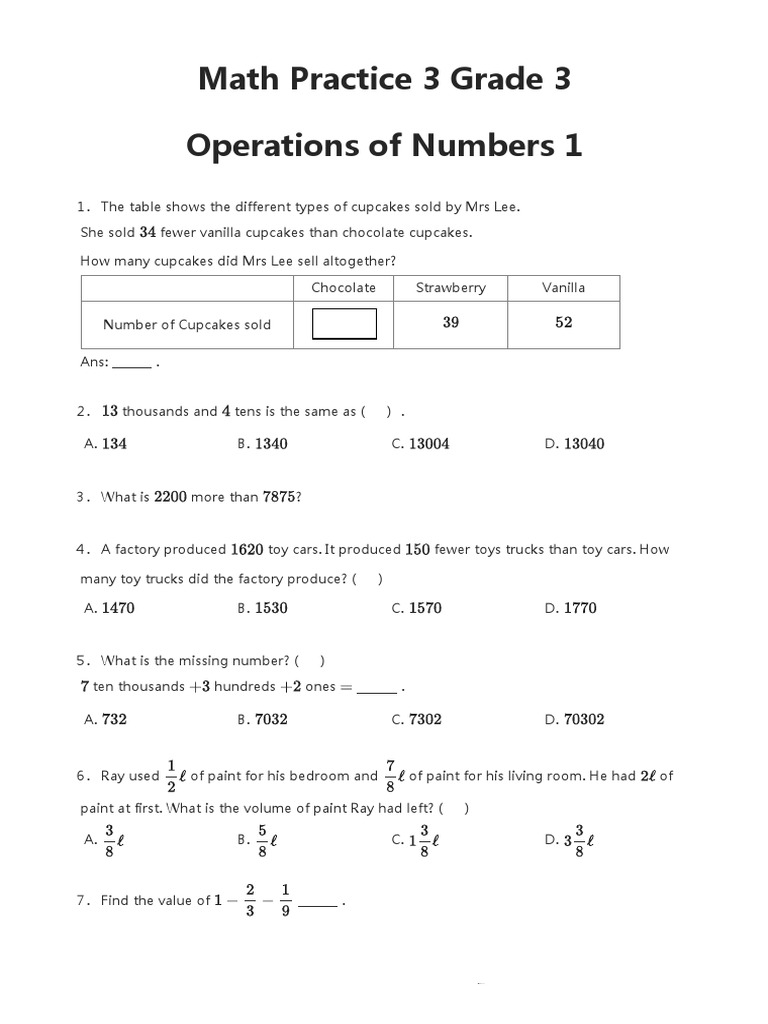 Math Practice 3 Grade 3 | PDF