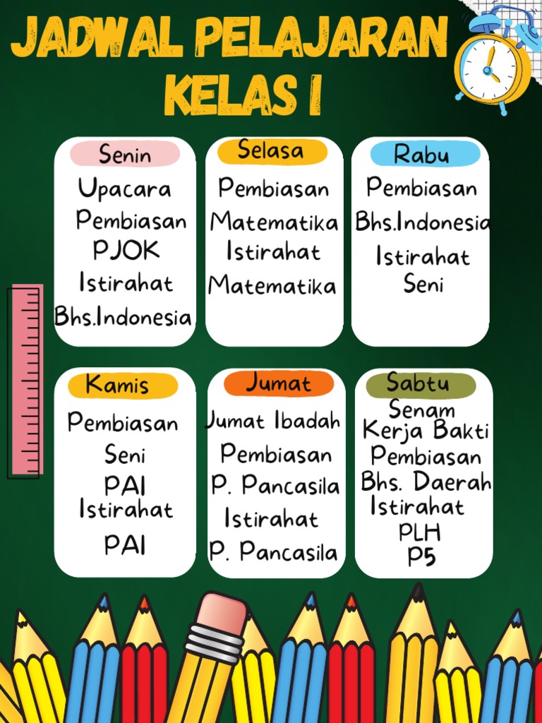 Hijau Ilustrasi Jadwal Pelajaran | PDF