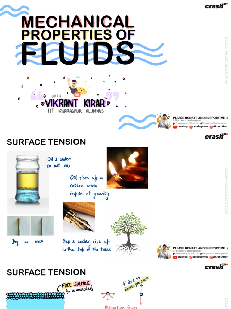 Mechanical Properties of Fluids Explained | PDF | Surface Tension ...